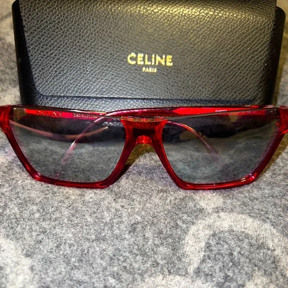 Celine vibrant red❤️🔥 Square Mirrored Sunglasses w/ Tags - Picture 1 of 8